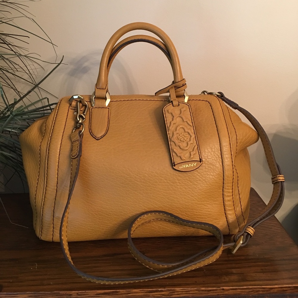 ORYANY Lamb Leather Mustard Yellow Satchel shouldr